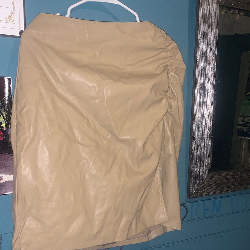 SHEIN Tan Pencil Skirt leather